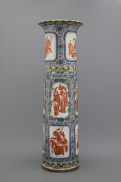 Grote cilindervormige vaas in Chinees porselein, 19e eeuw