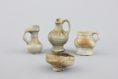 A group of 7 various German stoneware jugs, 16th C.