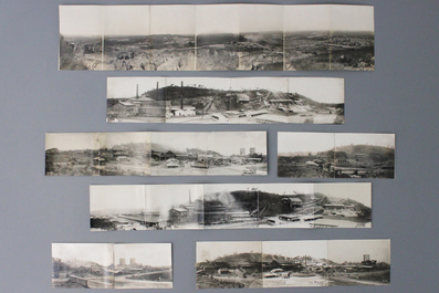 Collection de photos panoramiques et autres en noir et blanc dont la plupart de sites de mines, Congo belge, 20e