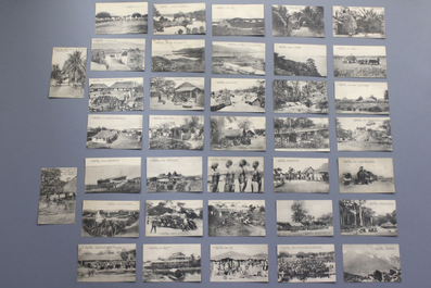 A set of 72 black and white photographs on post card back, first half 20th C.