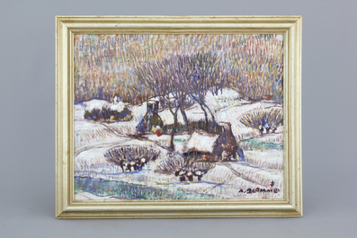 Alfons Blomme (1845-1923), A winter landscape