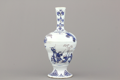 An unusual Dutch Delft blue and manganese vase, 17th C.