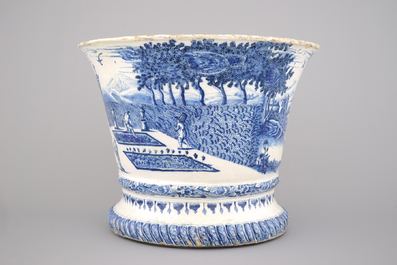 A massive blue and white Dutch Delft garden vase, ca. 1720