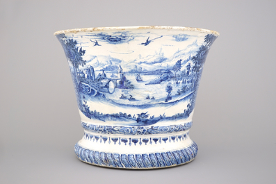 A massive blue and white Dutch Delft garden vase, ca. 1720