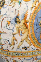 Belangrijke heraldische majolica kan uit Urbino, atelier Fontana, ca 1560