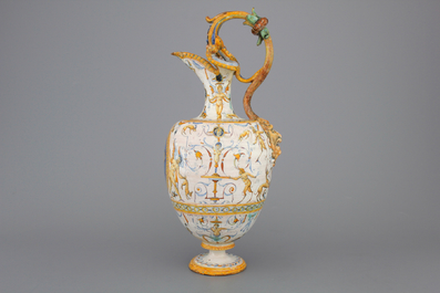 An important Urbino maiolica armorial ewer, Fontana workshop, ca. 1560