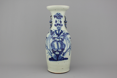 A set of 3 Chinese porcelain celadon vases, 19/20th C.
