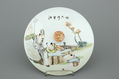 A Chinese porcelain Qianjiang style bowl and cover, 19/20th C.