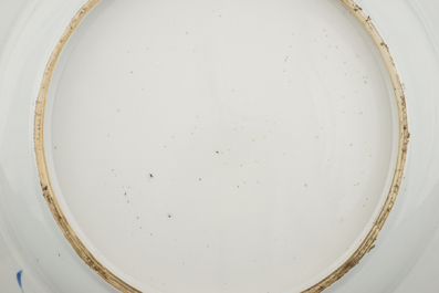 A large Chinese porcelain doucai dish, Kangxi or Yongzheng