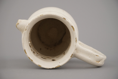 A white Delft puzzle jug, late 17th C.