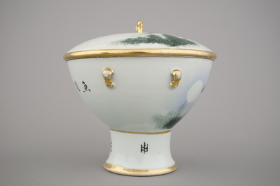 R&eacute;cipient &agrave; nourriture chaude en porcelaine de Chine, style Deng Bishan, 19e-20e