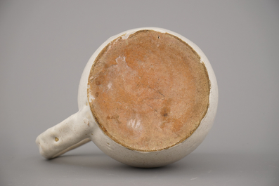 A white Delft puzzle jug, late 17th C.