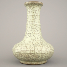 A Chinese ge ware bottle vase, 18th century