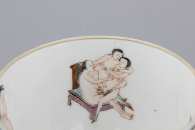 An unusual Chinese porcelain bowl with erotic scenes, 19th C.