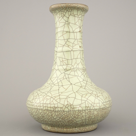 A Chinese ge ware bottle vase, 18th century