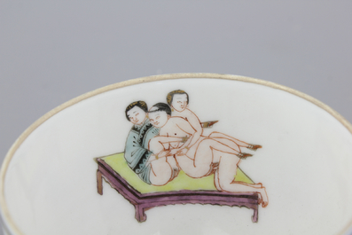 An unusual Chinese porcelain bowl with erotic scenes, 19th C.