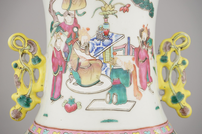 A large Chinese porcelain vase with immortals, 19th C.