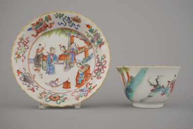 Lot van 6 Chinese kopjes en schoteltjes, Tongzhi merk en periode, 19e eeuw