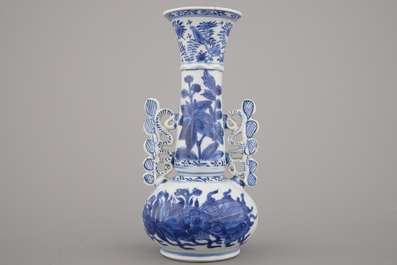 A Chinese porcelain blue and white Venetian glass style vase, Kangxi