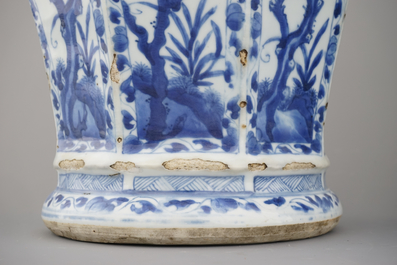 A pair of Chinese porcelain blue and white vases and covers, Kangxi, ca. 1700