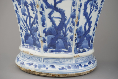 A pair of Chinese porcelain blue and white vases and covers, Kangxi, ca. 1700