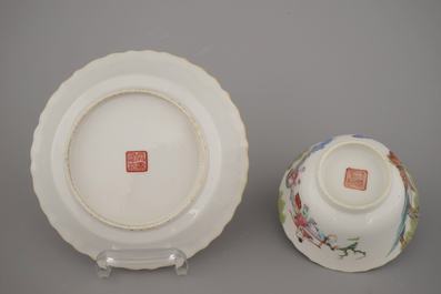 A set of 6 Chinese cups and saucers, Tongzhi mark and period, 19th C.