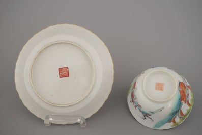 A set of 6 Chinese cups and saucers, Tongzhi mark and period, 19th C.