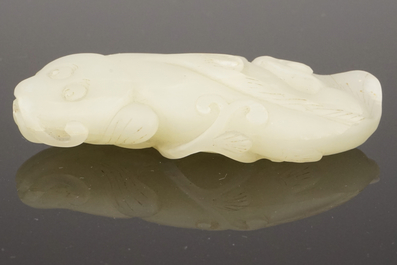 A Chinese celadon carved jade fish, Qing dynasty