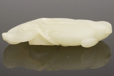 A Chinese celadon carved jade fish, Qing dynasty