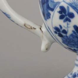 A Chinese porcelain blue and white mustard pot, Kangxi, ca. 1700