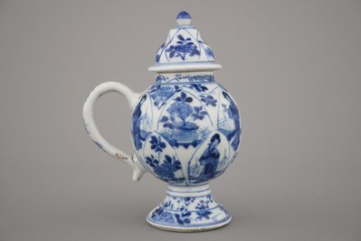 Blauw en witte mosterdpot in Chinees porselein, Kangxi, ca 1700
