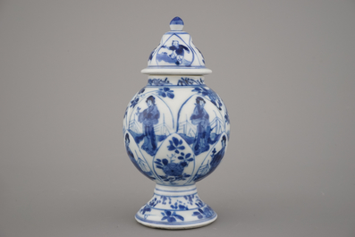 Pot &agrave; moutarde en porcelaine de Chine, bleu et blanc, Kangxi, env. 1700