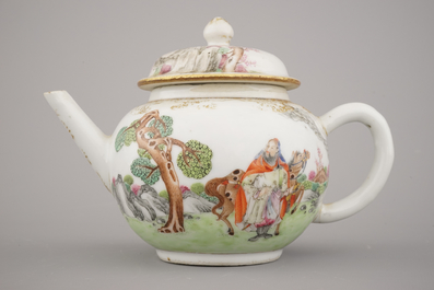 Zeer fijne theepot met deksel in Chinees exportporselein, Qianlong, 18e eeuw