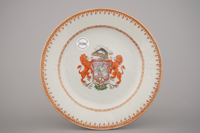 A set of 4 Chinese porcelain armorial plates, 18th C.