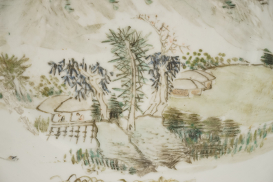 Kom in Chinees porselein, Qianjiang landschapsstijl, 19e-20e eeuw