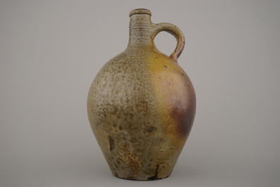 A Westerwald pewter-mounted jug and 2 stoneware vessels, 16/18th C.