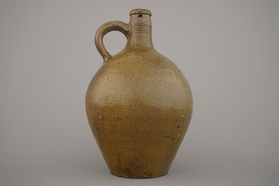 A Westerwald pewter-mounted jug and 2 stoneware vessels, 16/18th C.