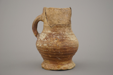 A Westerwald pewter-mounted jug and 2 stoneware vessels, 16/18th C.