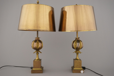 A pair of Maison Charles pomegranate lamps, marked, ca. 1950