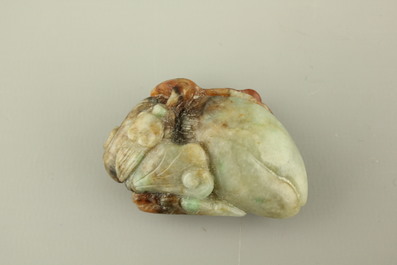 A mottled jade carving of plants, 19/20th C.