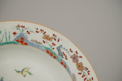 A fine Chinese porcelain Kakiemon style plate, Qianlong, 18th C.