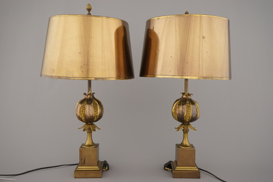 A pair of Maison Charles pomegranate lamps, marked, ca. 1950