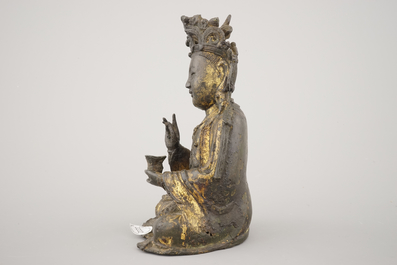 A Chinese gilt bronze figure of a Guanyin, Ming dynasty