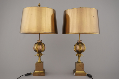 A pair of Maison Charles pomegranate lamps, marked, ca. 1950