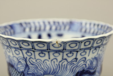 A collection of mostly blue and white Chinese porcelain plates, cups and saucers, 18/19th C.