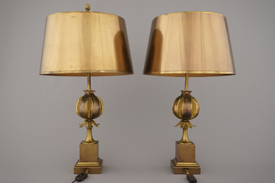 A pair of Maison Charles pomegranate lamps, marked, ca. 1950