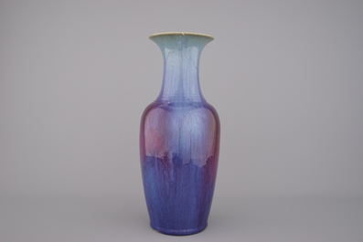 A Chinese flambe glazed vase, 19th C.