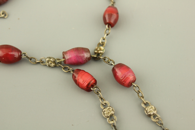 A collection of Chinese red coral jewelry, 19th C.