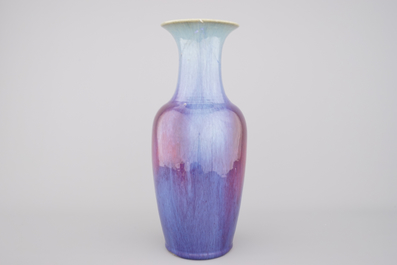 A Chinese flambe glazed vase, 19th C.