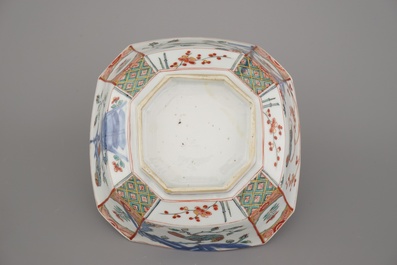 A Dutch-decorated chinese porcelain octagonal Kakiemon style bowl, Qianlong, 18th C.